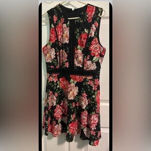 Disney Black Floral Fit-and-Flare Dress with Pink & Red Roses